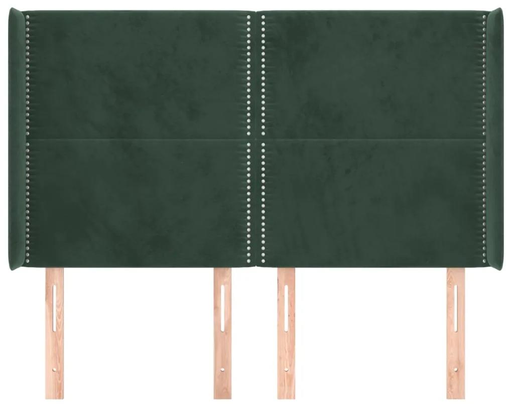 Tablie pat cu aripioare verde inchis 147x16x118 128 cm catifea 1, Verde inchis, 147 x 16 x 118 128 cm