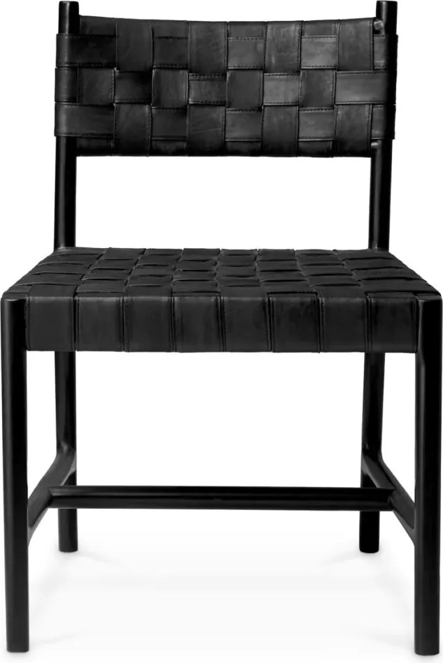 Scaun design LUX, Piele clasica neagra, Lemn, Tiberio