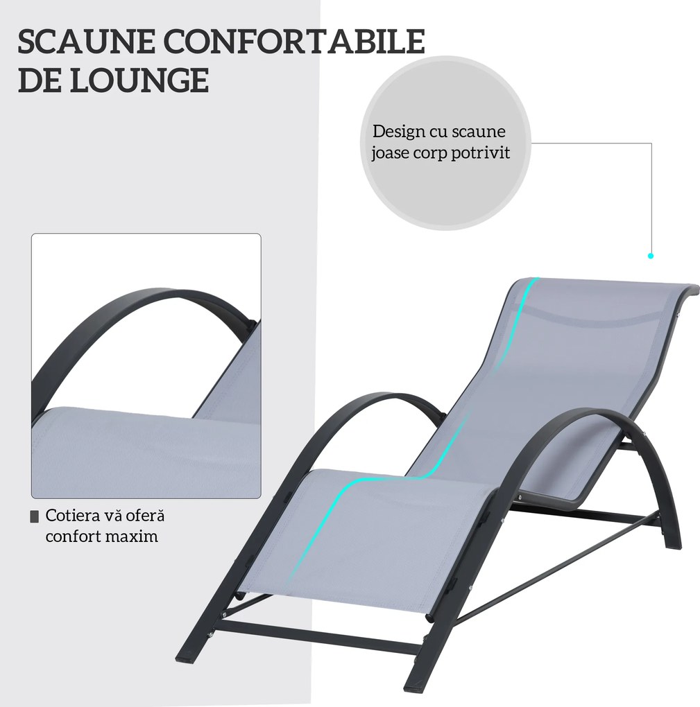 Outsunny Set 2 Sezlonguri de Gradina si 1 Masuta cu Raft din Sticla Negru | Aosom Romania