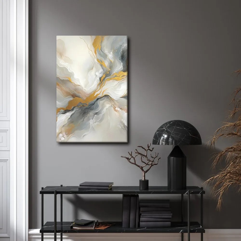 Tablou abstract linii aurii