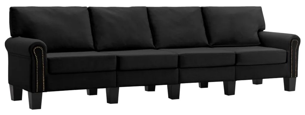 287176 vidaXL Canapea cu 4 locuri, negru, material textil