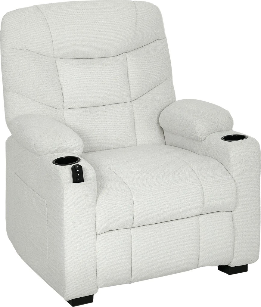 HOMCOM Fotoliu Relax Electric Reclinabil 150° cu Suport pentru Picioare, Funcție Memorie, Telecomandă, din Catifea, Crem | Aosom Romania