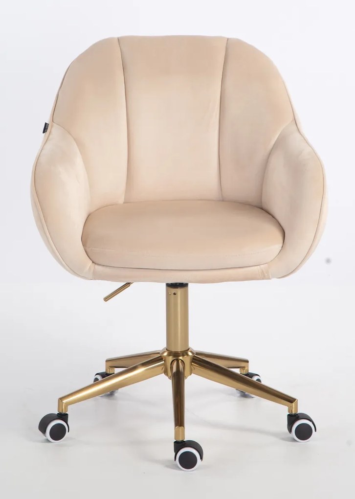 HR2055K Scaun Crem din Catifea cu Bază Aurie