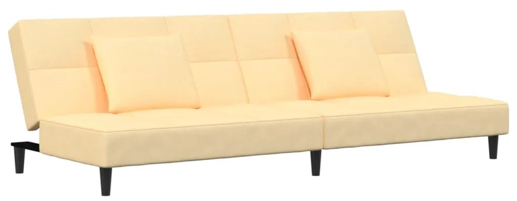 337449 vidaXL Canapea extensibilă cu 2 locuri, 2 perne, crem, catifea
