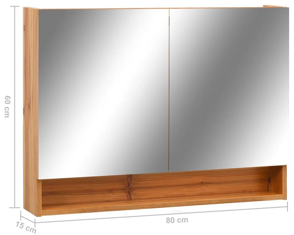 Dulap de baie cu oglinda si LED-uri, stejar, 80x15x60 cm, MDF Stejar