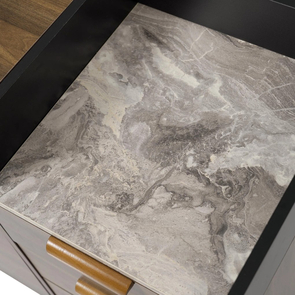 Comodă pentru living cu 3 sertare și dulap cu două uși, 120x40x77 cm, Culoare naturală