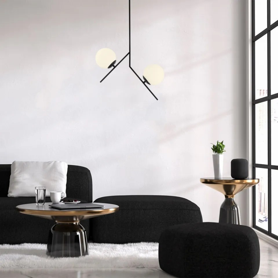Lustra 2 Brate Dolunay - 144-AV, Soclu E27, Max. 40W, Culoare Negru