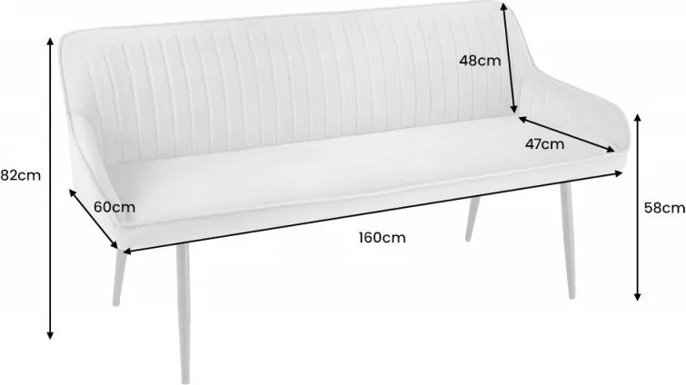 Bancheta tapitata design modern Turin 160cm, gri argintiu