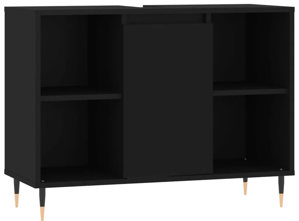 831621 vidaXL Dulap pentru baie, negru, 80x33x60 cm, lemn compozit