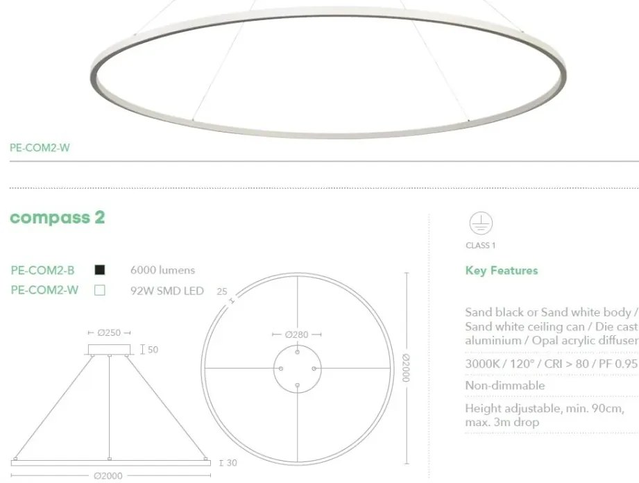 Lustra LED XXL suspendata Compass 200cm