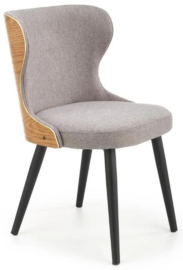 Scaun de bucaterie Selune, gri/lemn natural