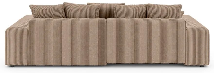 Colțar bej extensibil/cu spațiu de depozitare cu tapițerie din catifea reiată (cu colț variabil) Luma – Ropez