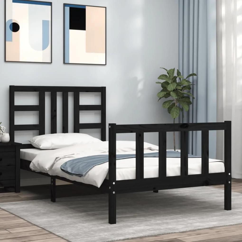 3191965 vidaXL Cadru de pat cu tăblie, negru, 100x200 cm, lemn masiv