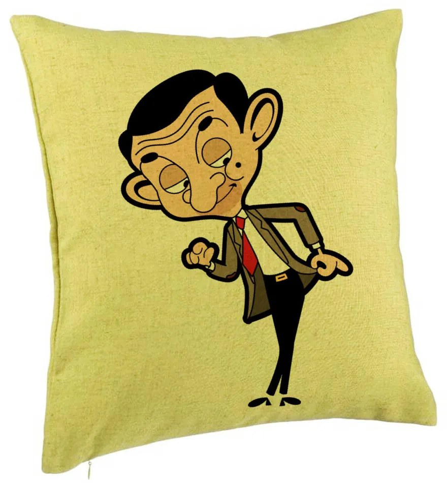 Perna Decorativa, Model Mr Bean, 40x40 cm, Verde, Husa Detasabila, Burduf