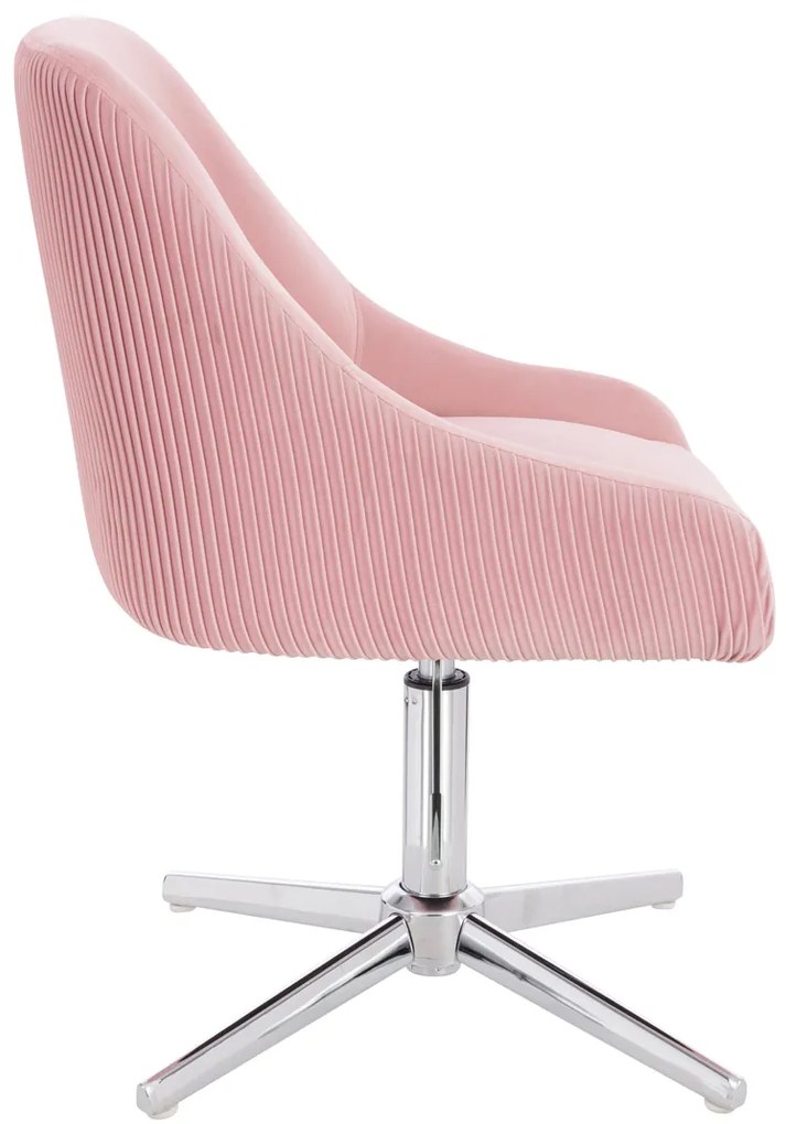 HR920CROSS Scaun Roz Pudra din Catifea cu Bază Cromata