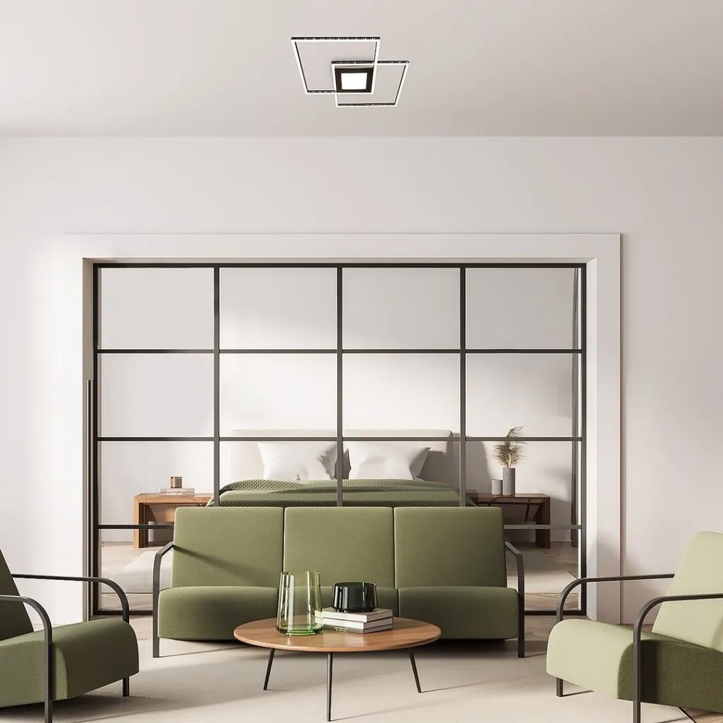 Plafoniera LED design modern Casimir negru 57x57cm