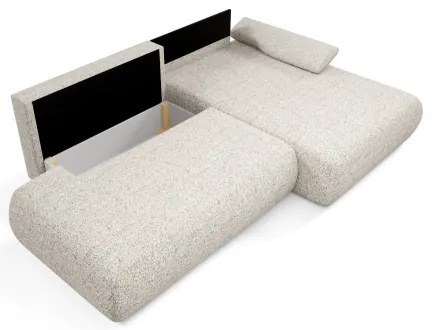 Colțar extensibil PRATO, formă L, cu spațiu de depozitare, orientare dreapta, bej