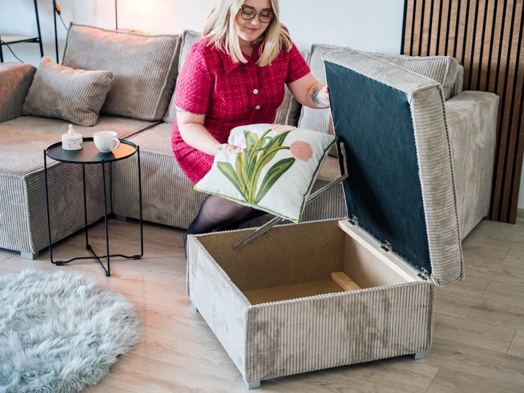 Taburet SMART COSARO lila cu spatiu de depozitare 65x65 cm