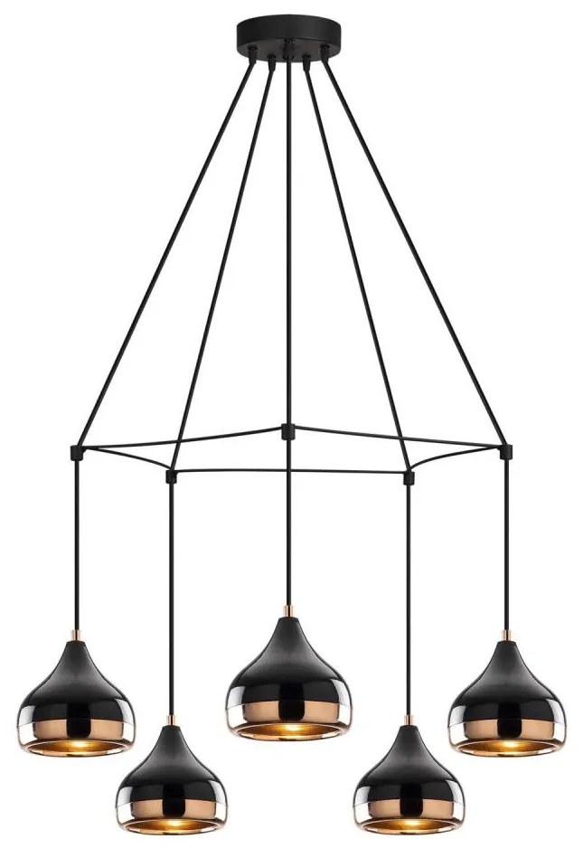Candelabru pe cablu YILDO 5xE27/40W/230V negru/cupru