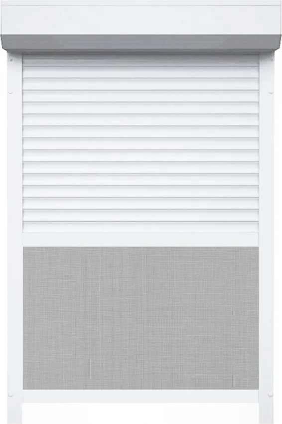 Rulou Exterior Aluminiu Alb cu Plasă Insecte – Acționare Manuală
