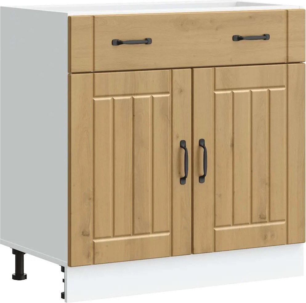 vidaXL Dulap de bază de bucătărie „Lucca” din lemn de stejar artizanal