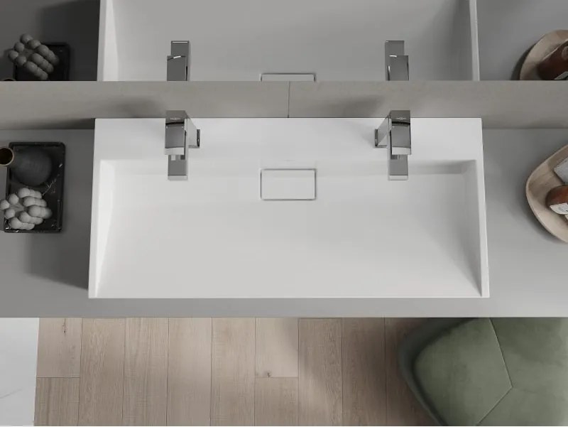 Mexen Ava chiuvetă de blat din conglomerat 2/O 100 x 46 cm, albă - 23011002