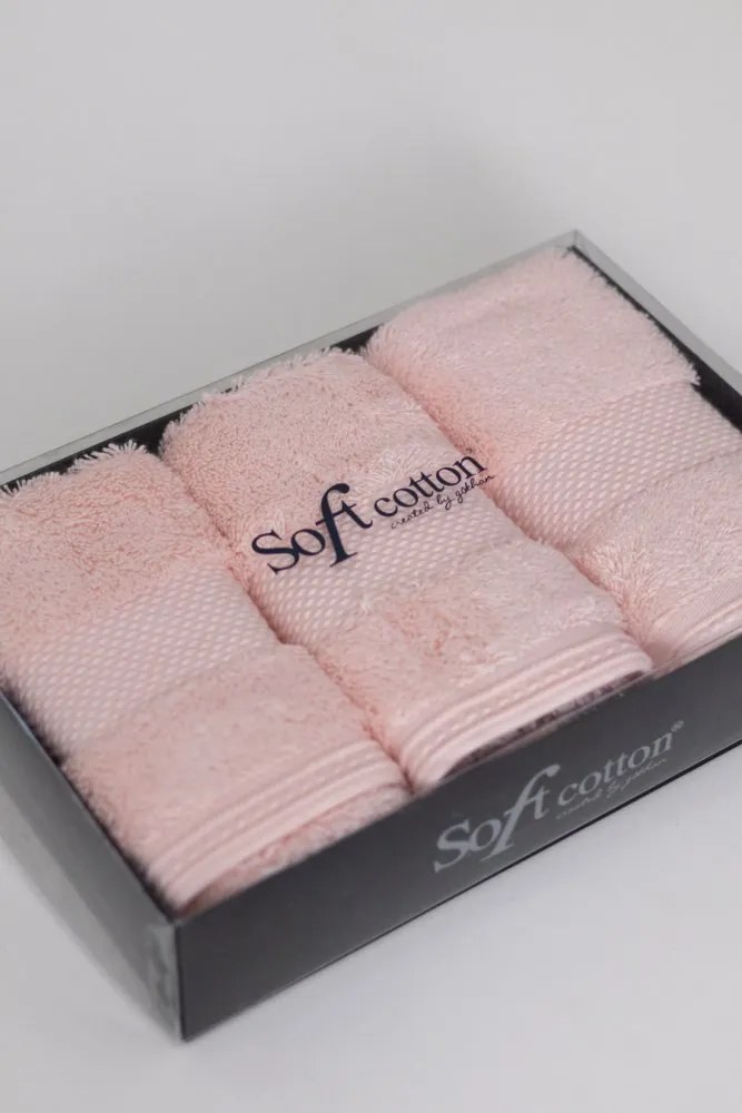 Set cadou prosoape mici DELUXE, 3 buc Roz / Pink