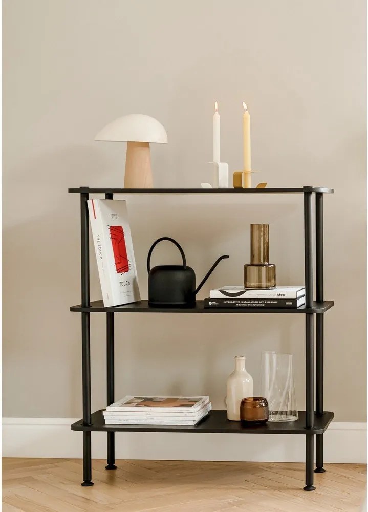 Etajeră neagră cu aspect de lemn de stejar 80x90,5x35 cm Teidi – noo.ma