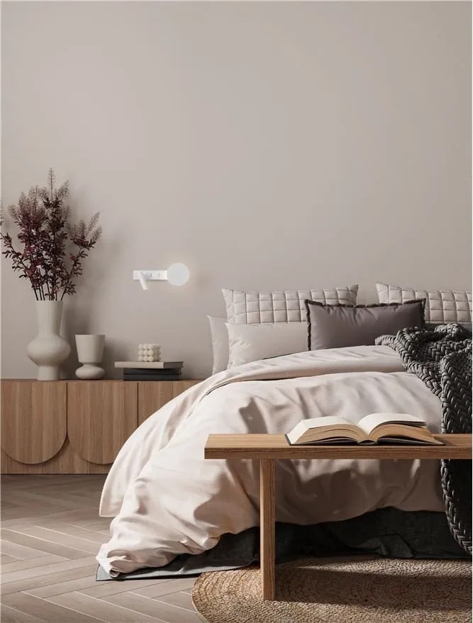 Aplica de perete cu reader LED ideala dormitor Noima alb