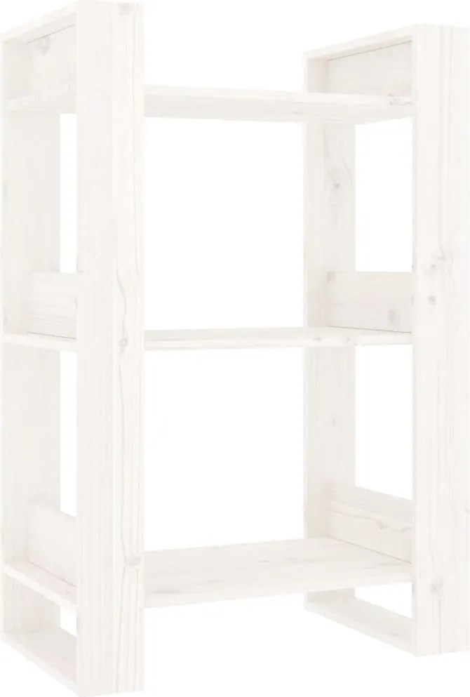vidaXL Bibliotecă/Separator cameră, alb,60x35x91 cm, lemn masiv pin