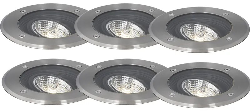 Set de 6 spoturi moderne pentru exterior, cu montaj sol, din oțel AR70 reglabile IP65 - Delux