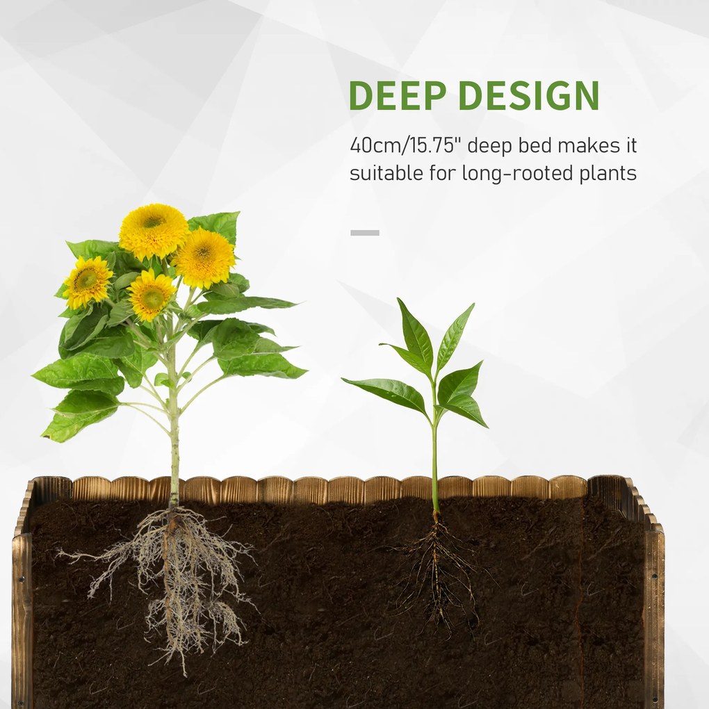 Outsunny Wooden Raised Garden Flower Bed Vegetable Plant Backyard Elevated Planter Box | Aosom Romania