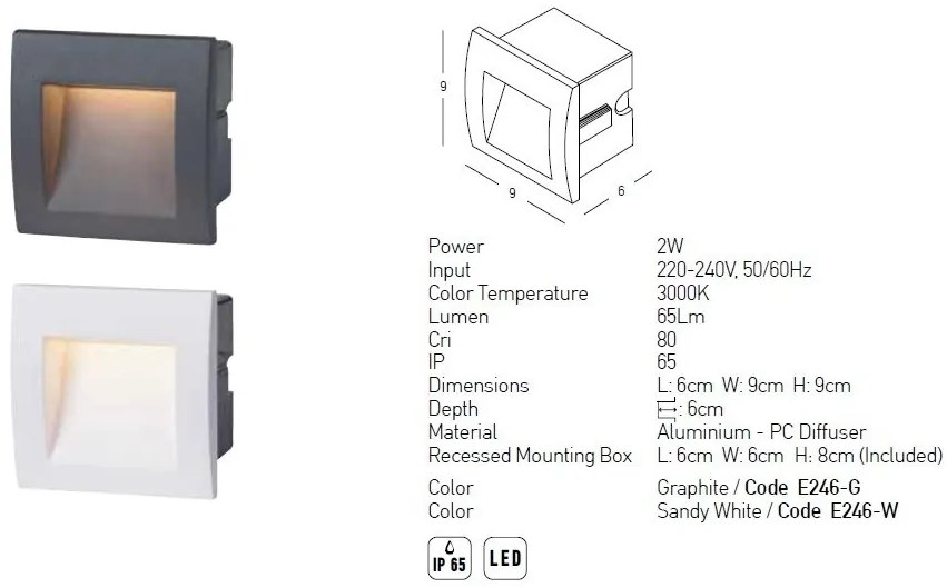 Spot LED incastrabil de exterior iluminat ambiental IP65 Rajal S alb