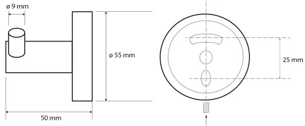 Sapho - X-ROUND cârlig dublu de perete 5 x 5,5 cm, negru
