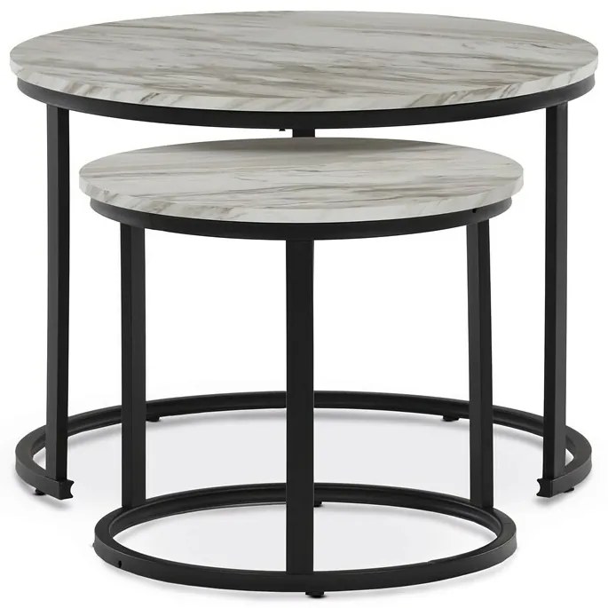 Set de măsuțe de conferință, marmură albă, 2 buc.