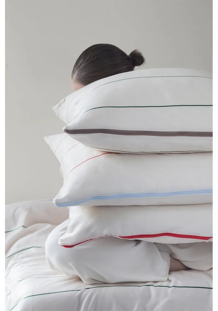 Lenjerie de pat albastră/bej din bumbac satinat pentru pat de o persoană 140x200 cm Align – Mette Ditmer Denmark