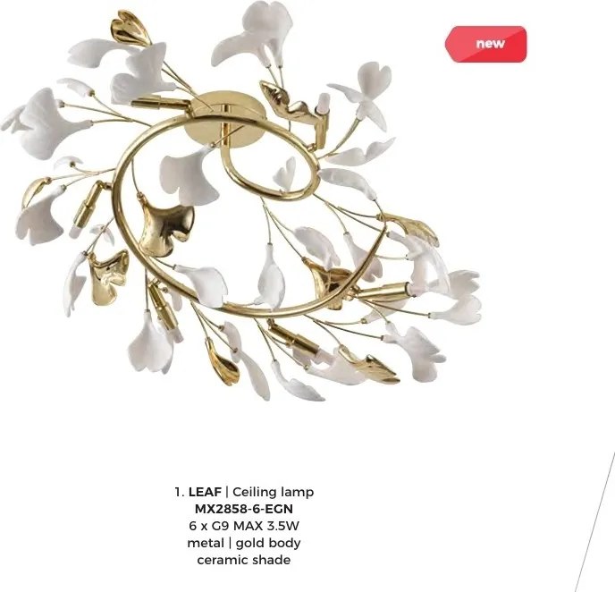 Lustra aplicata cu elemente decorative ceramice albe LEAF