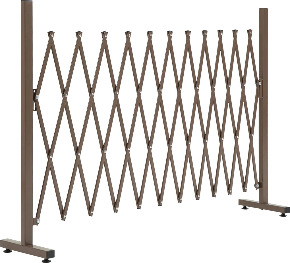 Outsunny Gard de Grădină cu Lățime Reglabilă, Gard de Grădină Multifuncțional din Metal și Aluminiu, 300x31x103,5 cm, Maro Închis