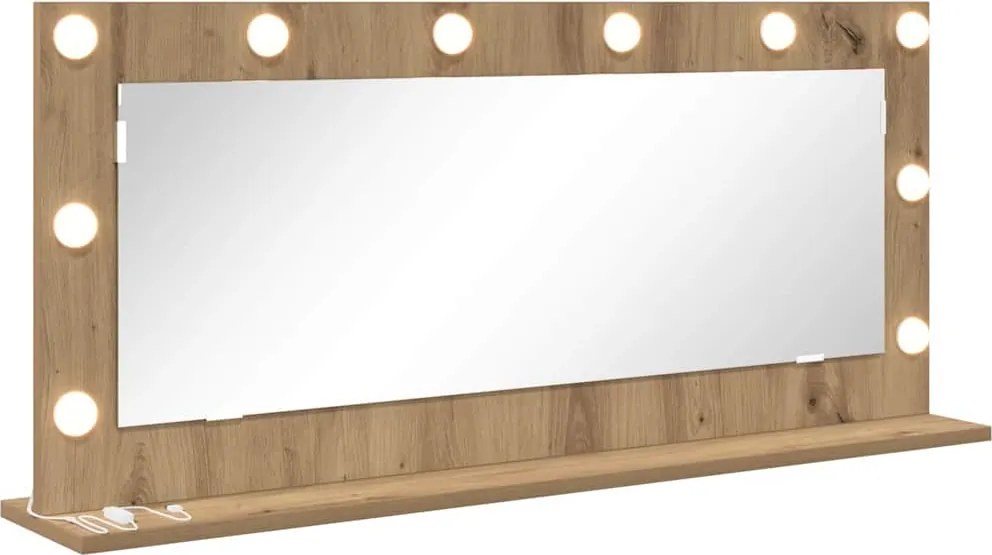 vidaXL Oglindă de toaletă cu oglindă Stejar Artizanal 100 x 45 x 18 cm
