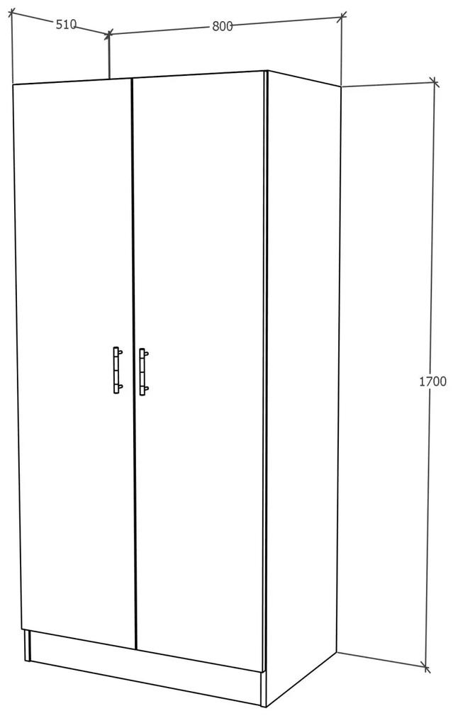Dulap haaus Remi, 2 Usi, cu polite, Stejar Bronz, 80 x 51 x 170 cm
