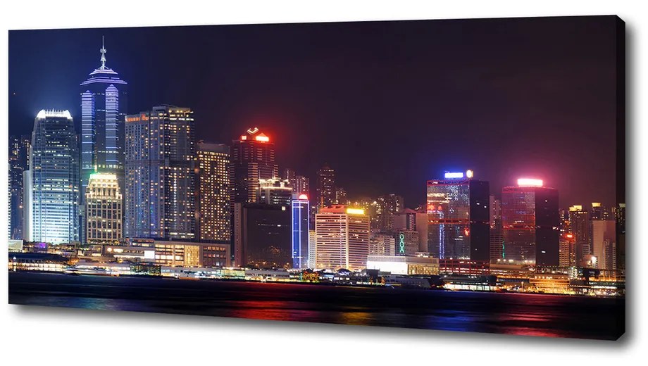 Print pe canvas Hong kong pe timp de noapte