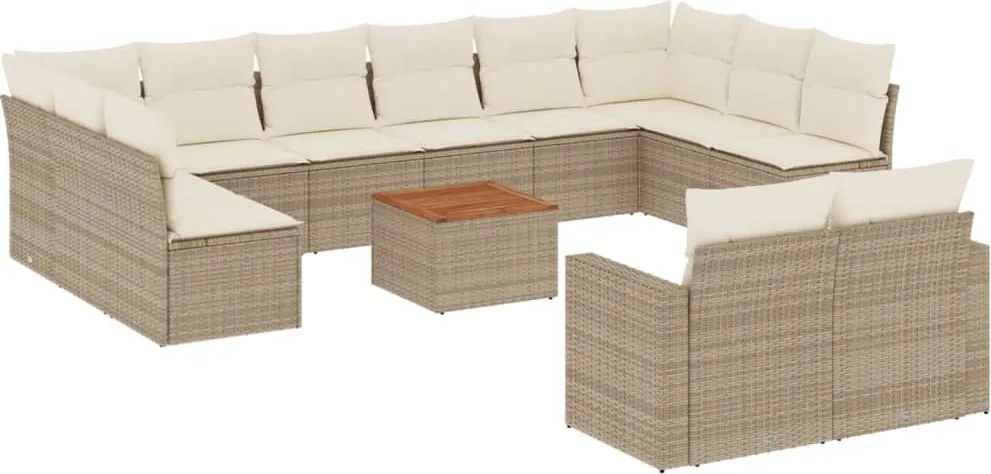 vidaXL Set canapele de grădină, 13 piese, cu perne, bej, poliratan