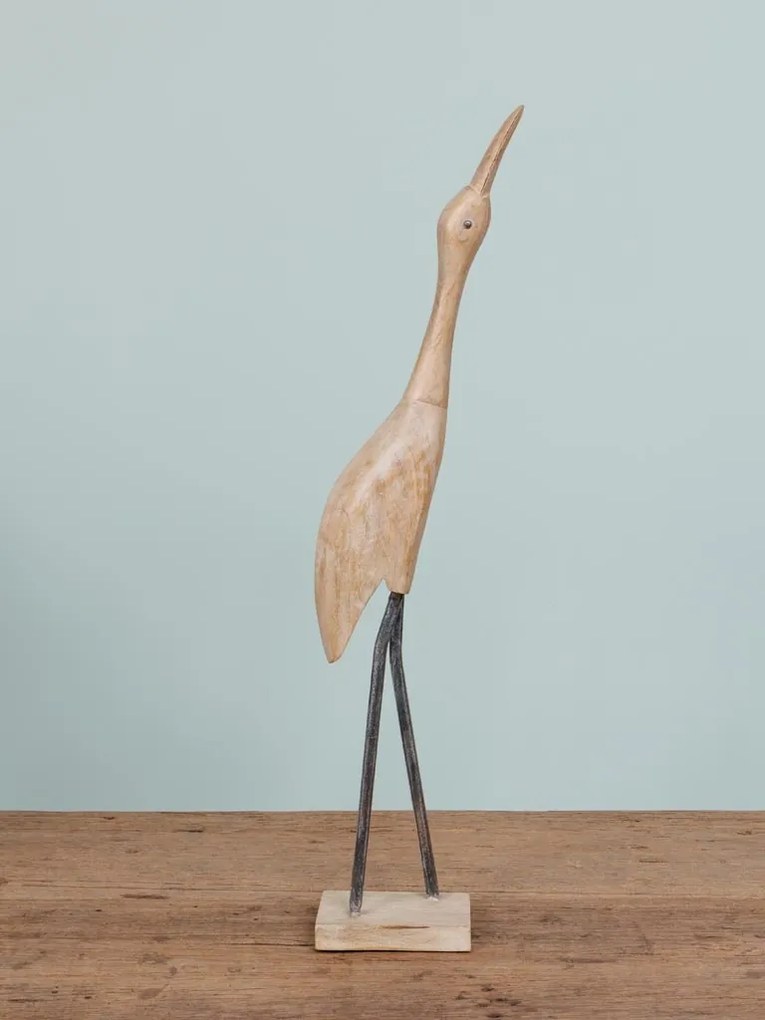 Decoratiune in forma de pasare, din lemn reciclat, H82 Wooden Bird