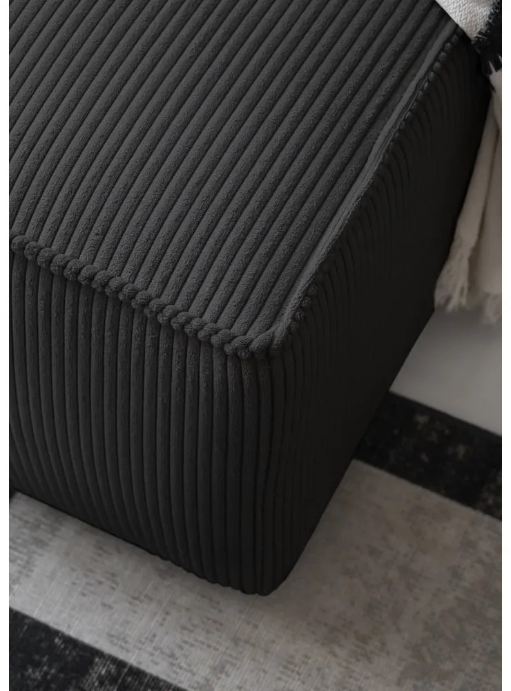 Colțar gri antracit extensibil cu tapițerie din catifea reiată (cu colț pe partea dreaptă) Brave Dave – Miuform