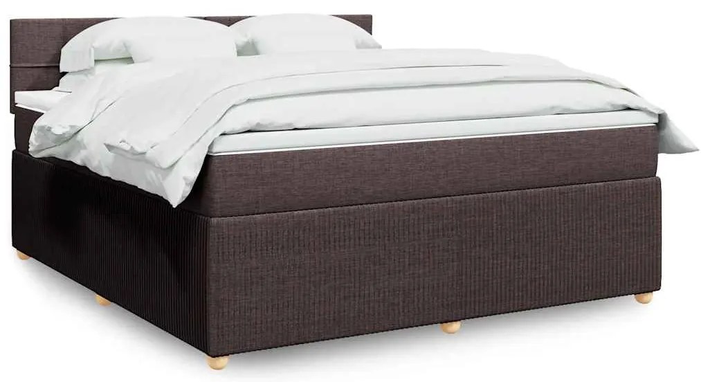 vidaXL Pat continental cu saltea maro închis 180x200cm material textil