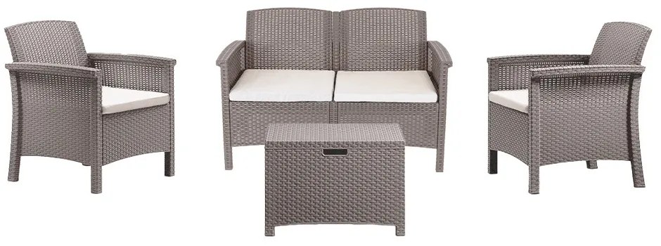 Set de mobilier de grădină Venus II cu 4 locuri, culoare grafit și cappuccino
