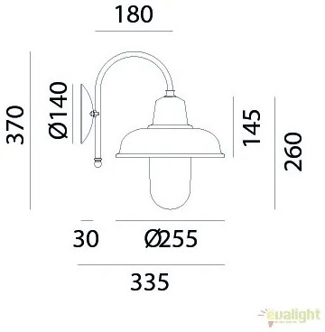 Aplica de perete cu protectie IP44, fabricata manual, diam.25,5cm, Contrada 243.26.OR