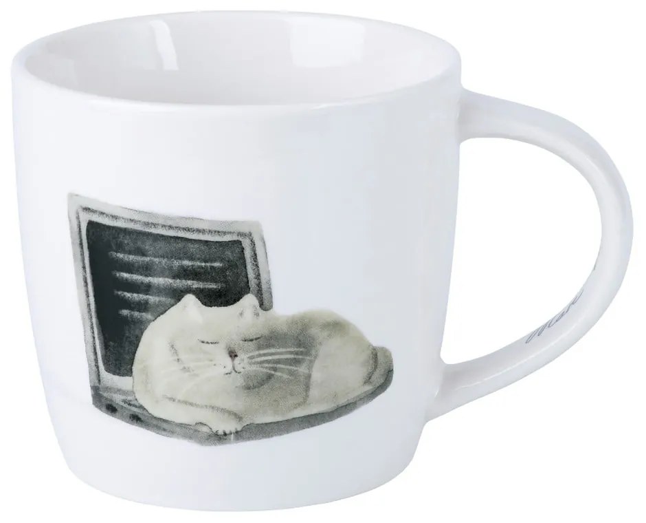 Cană albă din porțelan 400 ml Computer Cat – Maxwell &amp; Williams