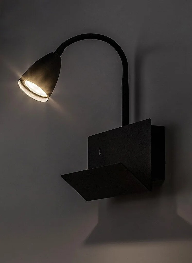 Aplica de perete cu spot directionabil si port USB Tacito negru