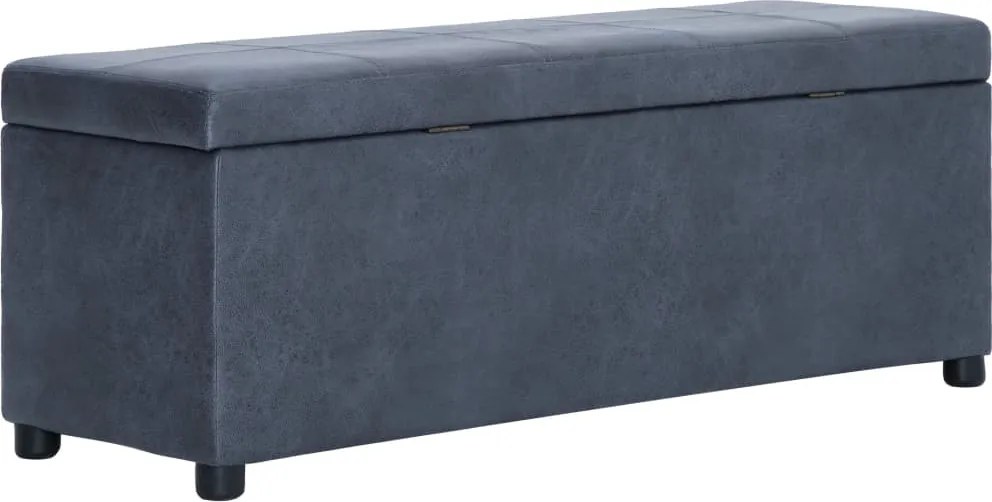 vidaXL Banchetă cu depozitare, gri, 116 cm, piele întoarsă ecologică